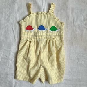 Vintage Fischel by Johnston Romper Yellow Turtles size 4‎